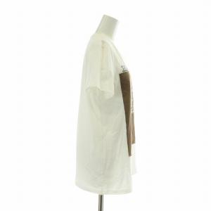 Max Mara 白タグ モノグラム Mロゴ Tシャツ カットソー 半袖 クルーネック プリント 白 ホワイト 茶色 ブラウン