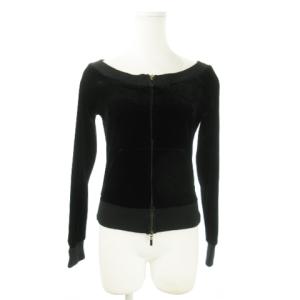 ベロアジャケット ブルゾン ダブルジップ ストレッチ 38 S 黒 ブラック /AO10 GY19