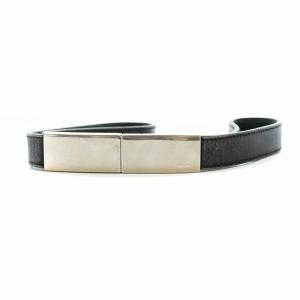 PRADA ベルト レザー シルバー金具 ロゴ 黒 ブラック GY19 /MQ