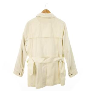 BURBERRY LONDON トレンチコート スプリングコート ロング ジップアップ ベルト マルチポケット L 白 ホワイト /MN4