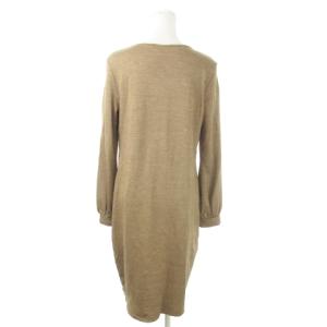 Max Mara 白タグ ワンピース ひざ丈 長袖 ストレッチ タック 茶 ブラウン /AO1 GY19