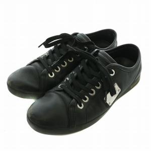 DOLCE&GABBANA スニーカー レザー ローカット ロゴプレート シルバー金具 7 26cm 黒 ブラック CS0649 /XZ