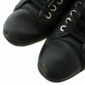 DOLCE&GABBANA スニーカー レザー ローカット ロゴプレート シルバー金具 7 26cm 黒 ブラック CS0649 /XZ