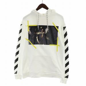 CARAVAGGIO HOODIE パーカー プルオーバー プリント ロゴ フード 裏毛 S 白 ホワイト