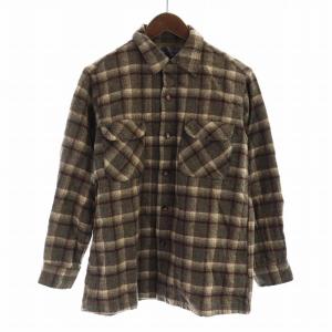 50s 50年代 ヴィンテージ フランネル シャツ M ブラウン