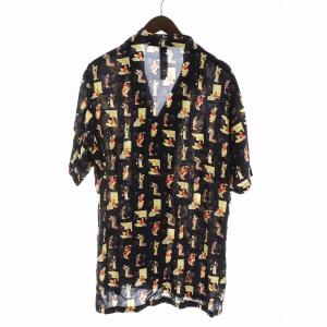 Ground Y オープンカラー シャツ 和柄 3 ブラック GN b19 202