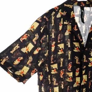 Ground Y オープンカラー シャツ 和柄 3 ブラック GN b19 202