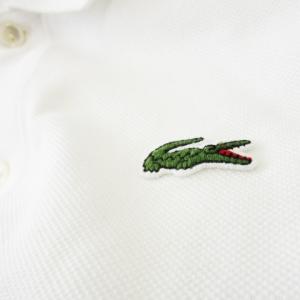 LACOSTE ポロシャツ 半袖 鹿の子 ワンポイント ロゴ コットン 40 M 白 ホワイト