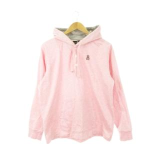 パーカー プルオーバー ハーフボタン 長袖 ロゴワッペン 杢 ゴルフ M ピンク /AH13 GY12