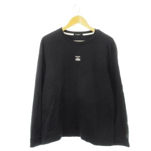 20AW Tシャツ カットソー ロンT クルーネック 丸首 長袖 スリーブテープ ロゴ LL 黒 ブラック