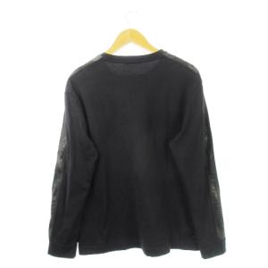 BLACK LABEL CRESTBRIDGE 20AW Tシャツ カットソー ロンT クルーネック 丸首 長袖 スリーブテープ ロゴ LL 黒 ブラック