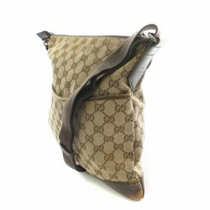 GUCCI ショルダーバッグ GGキャンバス レザー 切替 ロゴ ベージュ 茶 ブラウン /BB MT OH GY12