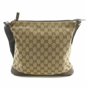 GUCCI ショルダーバッグ GGキャンバス レザー 切替 ロゴ ベージュ 茶 ブラウン /BB MT OH GY12