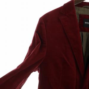HUGO BOSS テーラードジャケット ベロア 長袖 シングル 総裏地 46 S 赤 ワインレッド GY01 /MQ