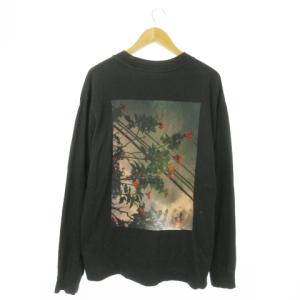 長袖Tシャツ ロンT クルーネック コットン バックプリント ロゴ L グレー /AO2 GY01