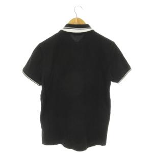 MONCLER ポロシャツ 半袖 コットン ロゴワッペン ライン M 黒 ブラック /MN20 GY01