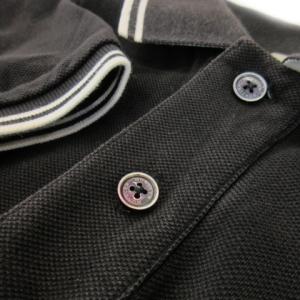 MONCLER ポロシャツ 半袖 コットン ロゴワッペン ライン M 黒 ブラック /MN20 GY01