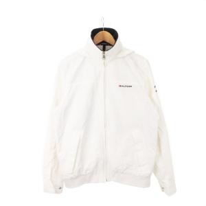 ナイロンジャケット スタンドカラー フード収納 ロゴ S/P 白 ホワイト /AH7 GY01