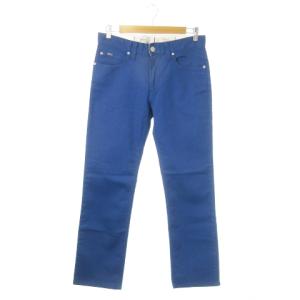 パンツ スリムストレート ストレッチ ロゴ 30 青 ブルー