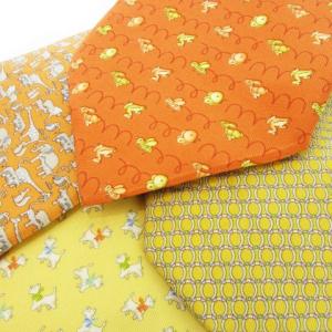 Salvatore Ferragamo ネクタイ 4本 セット まとめ レギュラー シルク 絹 アニマル ドッグ 犬 ゾウ キリン 蜂 カエル 総柄 イエロー系 オレンジ