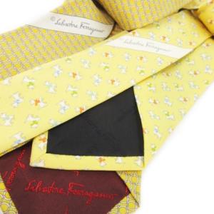 Salvatore Ferragamo ネクタイ 4本 セット まとめ レギュラー シルク 絹 アニマル ドッグ 犬 ゾウ キリン 蜂 カエル 総柄 イエロー系 オレンジ
