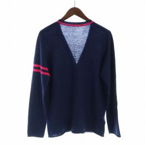 lucien pellat finet ニットカーディガン 長袖 Vネック スカルボタン ラインストーン 長袖 カシミヤ S 紺 ネイビー GY19