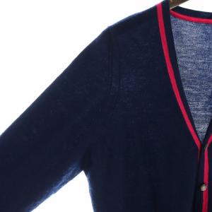 lucien pellat finet ニットカーディガン 長袖 Vネック スカルボタン ラインストーン 長袖 カシミヤ S 紺 ネイビー GY19