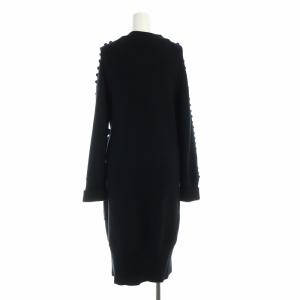 Chloe 17AW ニットカーディガン ロング 長袖 ロゴ ベルト付き XS 黒 ブラック GY19 /MQ