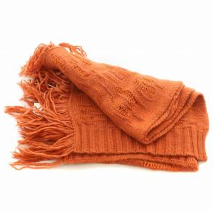 STELLA McCARTNEY マフラー アルパカ ウール混 ダメージ加工 オレンジ