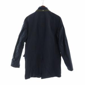 HERNO ナイロンジャケット ミドル スタンドカラー 長袖 ジップアップ ロゴ 48 L 紺 ネイビー GY19