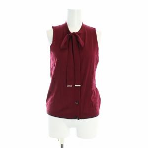 2022年製 ノースリーブカーディガン タグ付き ニット リボン イタリア製 カシミヤ混 40 M 赤