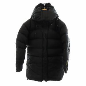 ダウンジャケット ミドル ジップアップ フード M 黒 ブラック GY19 /MQ