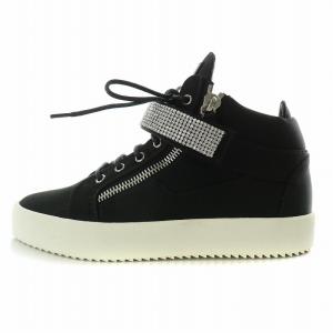 ハイカットスニーカー シューズ 厚底 ラインストーン 40 黒 ブラック /BB MT GY19