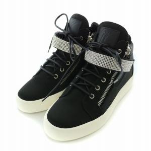 GIUSEPPE ZANOTTI ハイカットスニーカー シューズ 厚底 ラインストーン 40 黒 ブラック /BB MT GY19