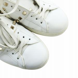 VALENTINO ローカットスニーカー シューズ 靴 ロゴ レザー ロック スタッズ 40 25cm 白 ホワイト GY19