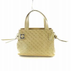 ハンドバッグ レザー 総柄 ロゴ 型押し ベージュ GY19 /MQ