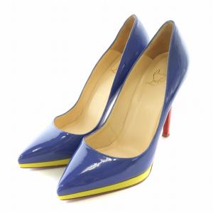 パンプス ポインテッドトゥ ピンヒール エナメル 38 青 ブルー 赤 レッド 黄色 イエロー /BB