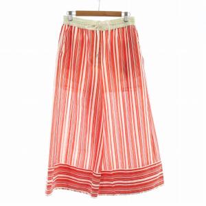 ワイドパンツ ストライプ ロング ジップフライ 2 L 赤 レッド 白 ホワイト 19-04488 GY19