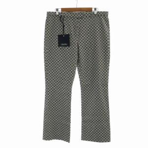 ストレートパンツ タグ付き ジップフライ ロゴ 総柄 黒 ブラック 白 ホワイト GY19 /MQ