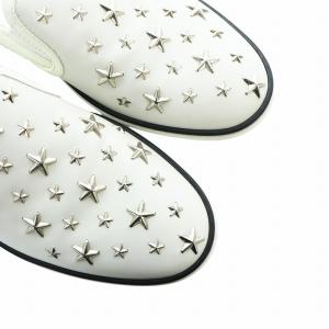 JIMMY CHOO スリッポン フラット スタッズ スター レザー ロゴ 40 25cm 白 ホワイト GY19 /MQ