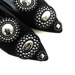 HERMES パンプス スタッズ スエード 35.5 ブラック