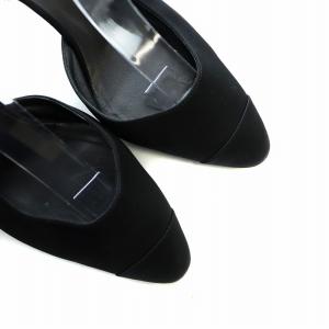 CHANEL パンプス ポインテッドトゥ ストラップ ロゴ ピンヒール 36 23cm 黒 ブラック GY19 /MQ