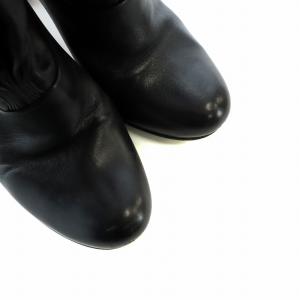 PRADA ショートブーツ チャンキーヒール レザー ロゴ 36.5 23.5cm 黒 ブラック GY19 /MQ