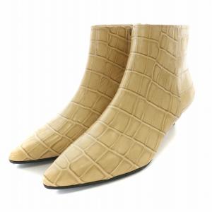 PELLICO ショートブーツ ポインテッドトゥ ローヒール レザー 38 ベージュ /BB MT GY19