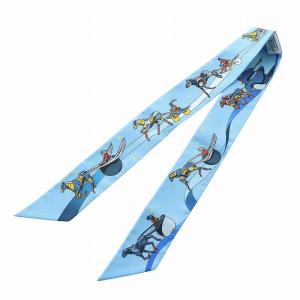 スペース ダービー Space Derby ツイリー スカーフ ロゴ 総柄 絹 シルク 青 ブルー 063573S