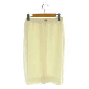 HERMES リネンスカート ロング タイト フランス製 38 オフホワイト /MY OS GY19 AX