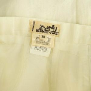 HERMES リネンスカート ロング タイト フランス製 38 オフホワイト /MY OS GY19 AX