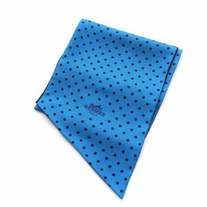 HERMES マキシツイリー スカーフ ドット 水玉 ブルー
