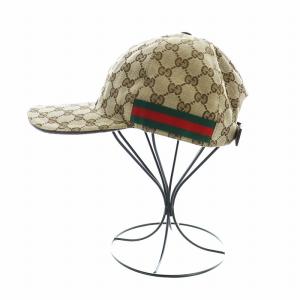 GUCCI ベースボールキャップ GGキャンバス M 58cm ブラウン