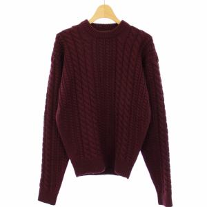 ニット セーター ケーブル編み 長袖 クルーネック 46 ボルドー /TK MT GY19